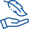 Icon Folienspeicher - offene Hand mit Feder